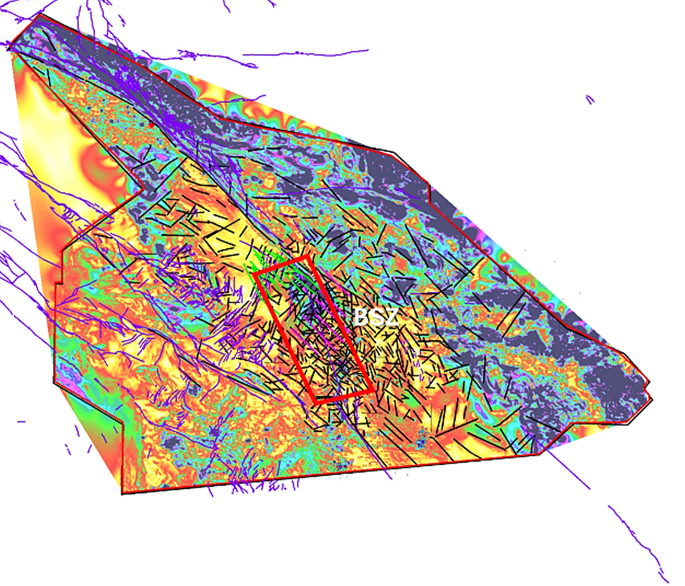 THD volume with fault interpretations and lineaments.